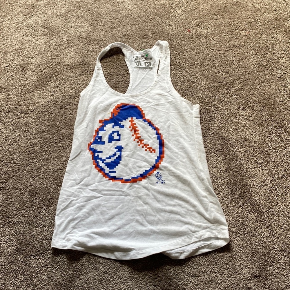 The 7 Line Mr Met New York Mets Graphic Racerback Tank Top SIZE M White